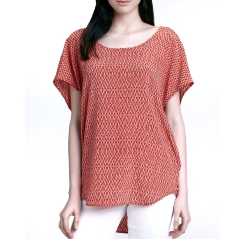 Joie | Silky Geo Aztec Pattern Lightweight Oversized Boho Chic Tunic Blouse